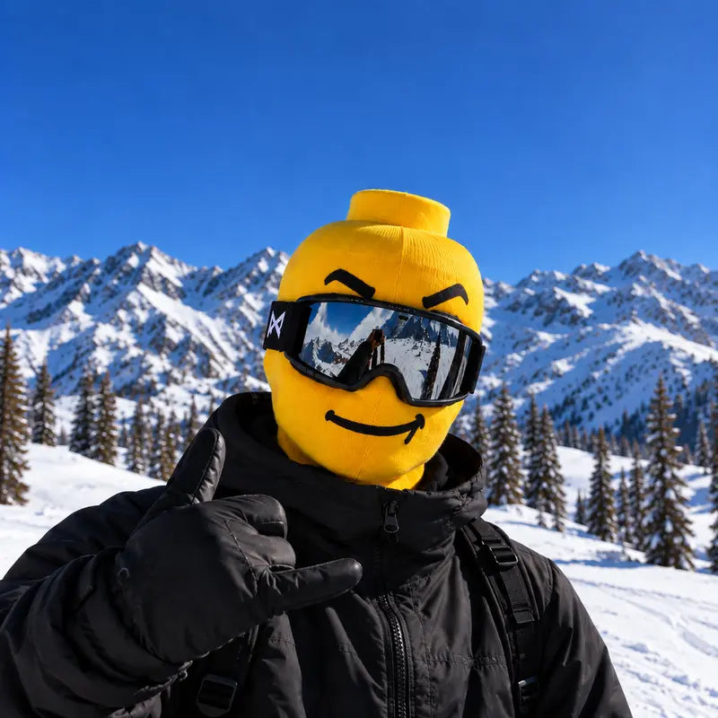 Funny Yellow Toy Head Tongue-Out Knitted Balaclava Ski Mask