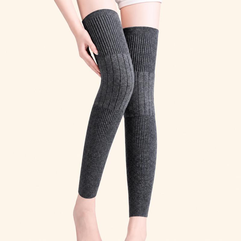 Unisex Wool-Lined Anti-Slip Long Knee Warmers – One Size