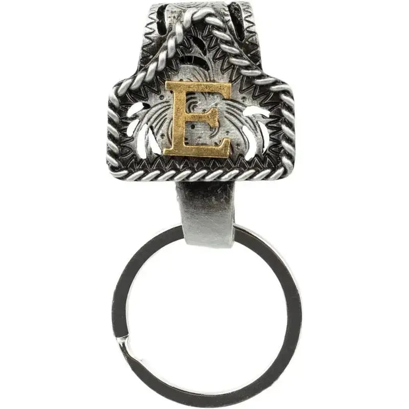 Western Cow Tag Initial Keychain - Handmade Copper Letter