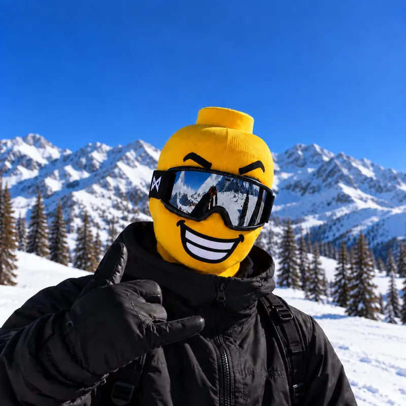 Funny Yellow Toy Head Tongue-Out Knitted Balaclava Ski Mask