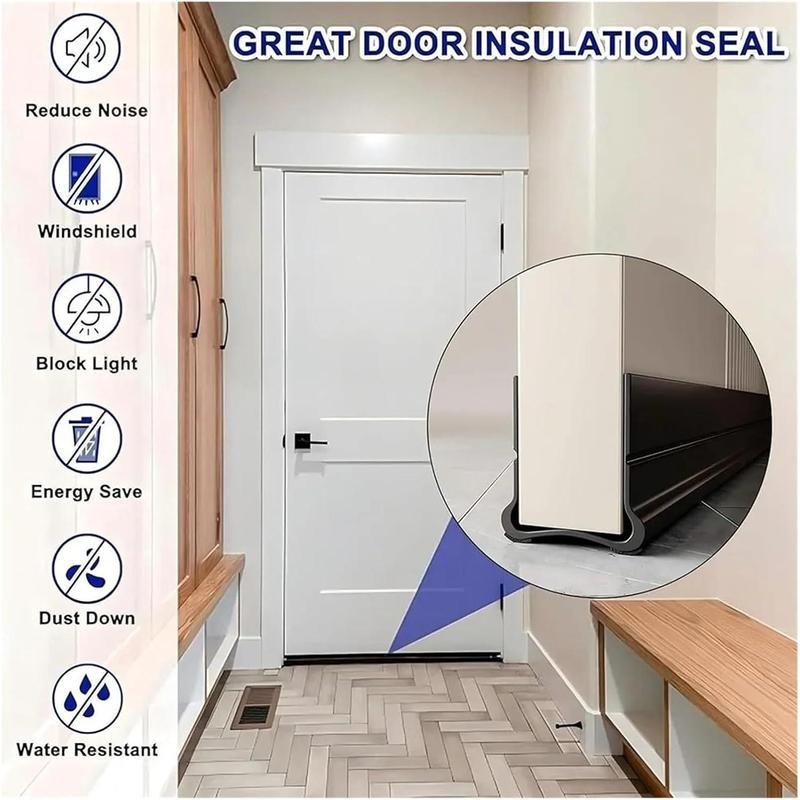 Soundproof Triple Seal Door Draft Stopper Self Adhesive PVC Door Bottom Weather Strip Wind & Noise Insulation Gap Sealing Strip