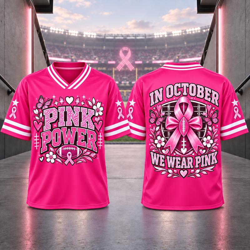 Unisex Pink Ribbon Breast Cancer Awareness Football Jersey