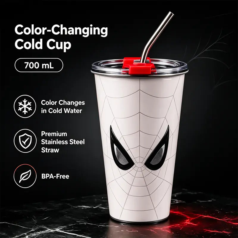 Marvel Spider-Man 700ml Cold-Only Insulated Tumbler with Lid & Steel Straw
