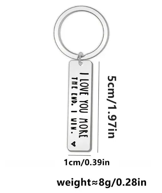 Creative Slogan Metal Keychain, Stainless Steel Key Ring with Long Bar Pendant for Car Keys, Cute Fashion Accessory for Men and Women, Perfect Valentine's Day Gift and Keychain for Bags
