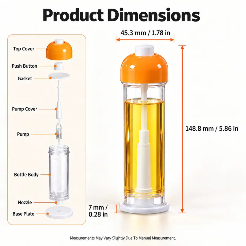 Refillable Fine-Mist Cooking Oil Sprayer with Bottom-Fed Nozzle