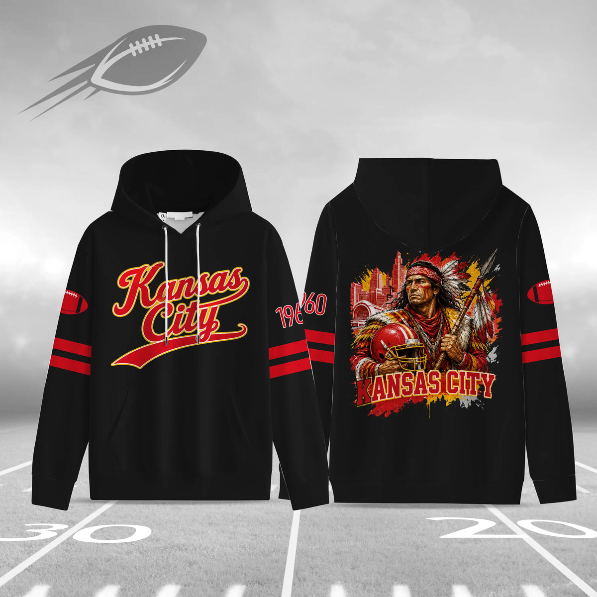 Unisex Football City Graphic Pullover Hoodie