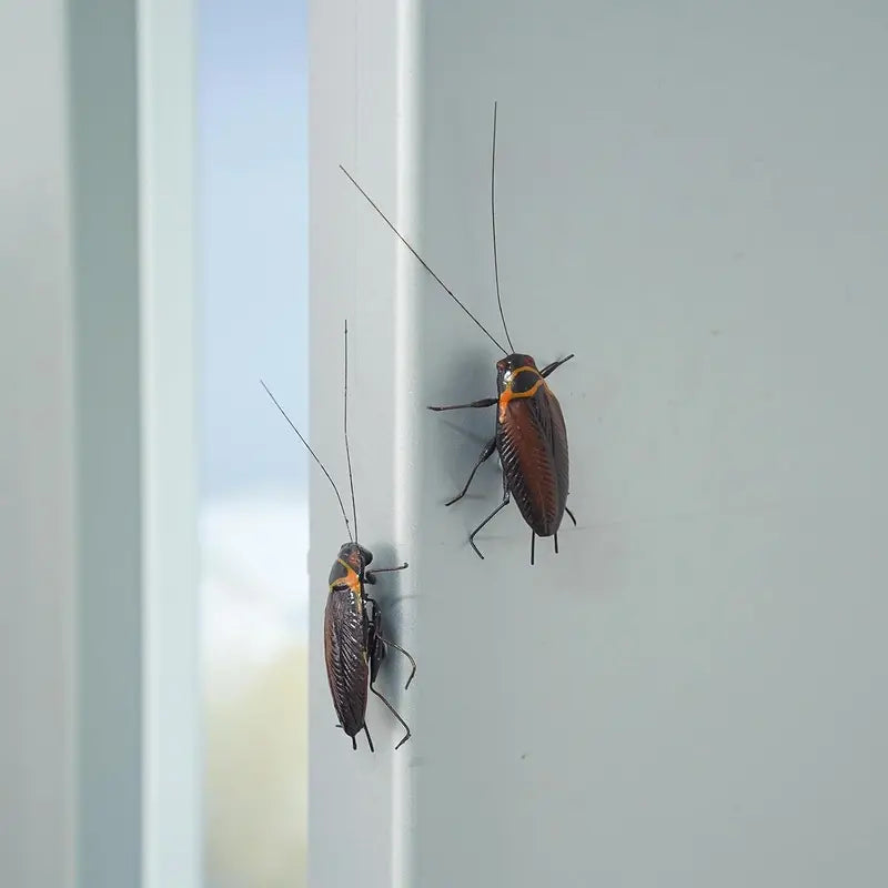 2-Piece Realistic Clay Cockroach Fridge Magnet Prank Set