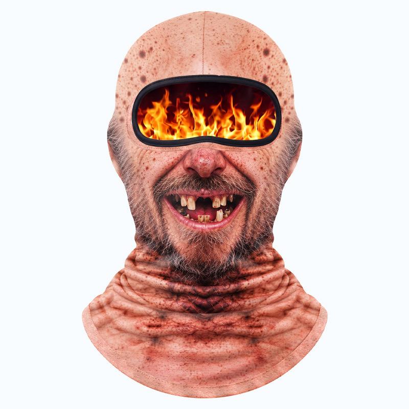 Funny Realistic 3D Printed Ski Mask - Full Face Winter Balaclava for Elderly, Festive & Party Masks Accessory