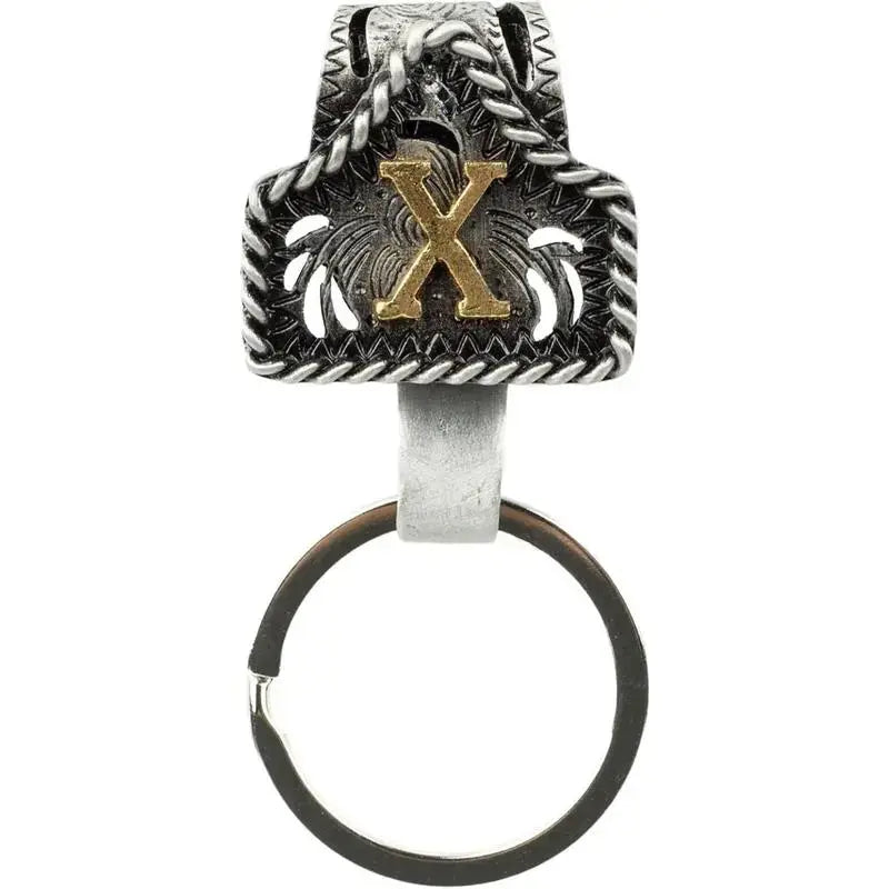 Western Cow Tag Initial Keychain - Handmade Copper Letter