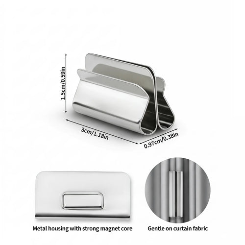 10 Pairs The New Magnetic Curtain Clips | Strong Double-Sided Light Blocking Magnets, No-Pin No Damage Curtain Closure for Blackout Curtains, Shower Liners, Bedroom Office-YY