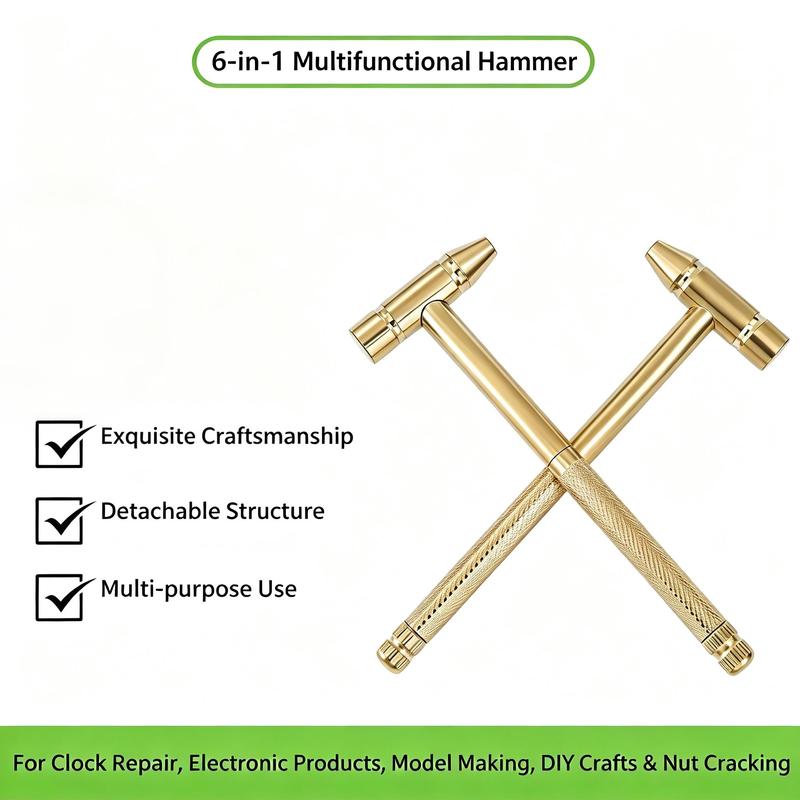 6-in-1 Mini Hammer & Screwdriver Multitool – Gold
