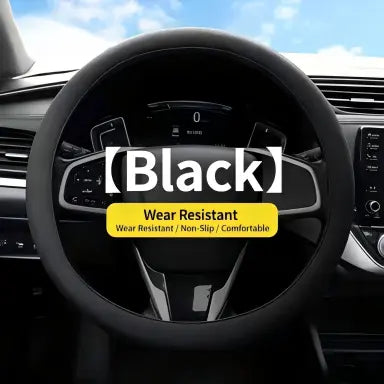 Universal Silicone Steering Wheel Cover with Non-Slip Soft Grip, Breathable Lychee Texture for All-Season Driving