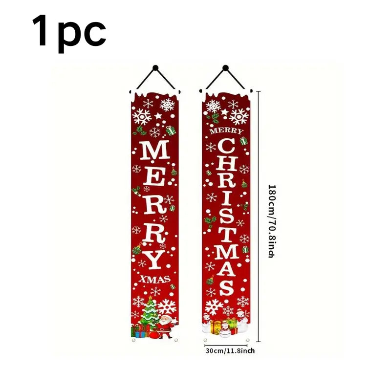 2-Piece Merry Christmas Front Porch Door Banner Set