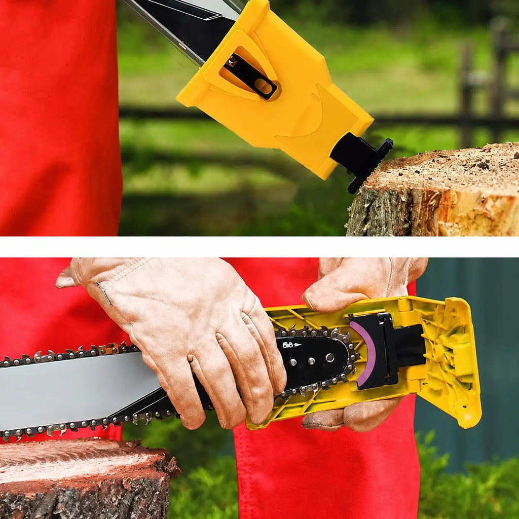 Portable Chainsaw Chain Sharpener, Bar-Mount Fast Sharpening Tool for 14, 16, 18 & 20-Inch Two-Hole Chainsaws