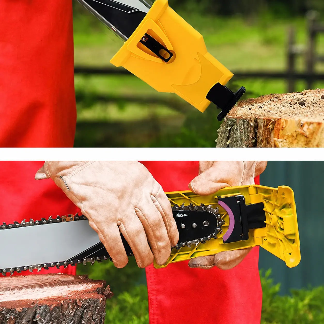 Portable Chainsaw Chain Sharpener, Bar-Mount Fast Sharpening Tool for 14, 16, 18 & 20-Inch Two-Hole Chainsaws
