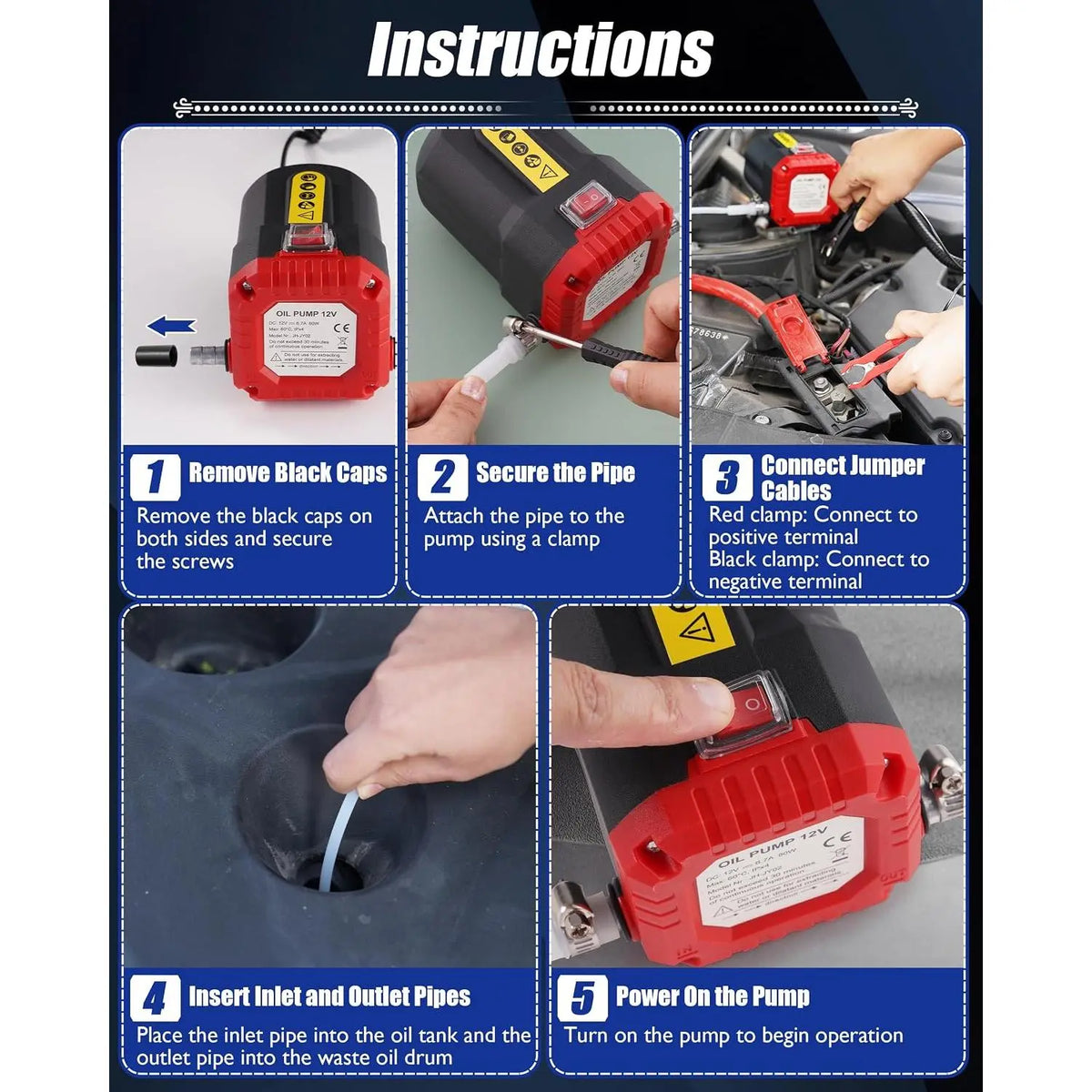 GJANSH 12V 80W Oil & Diesel Transfer Pump Kit