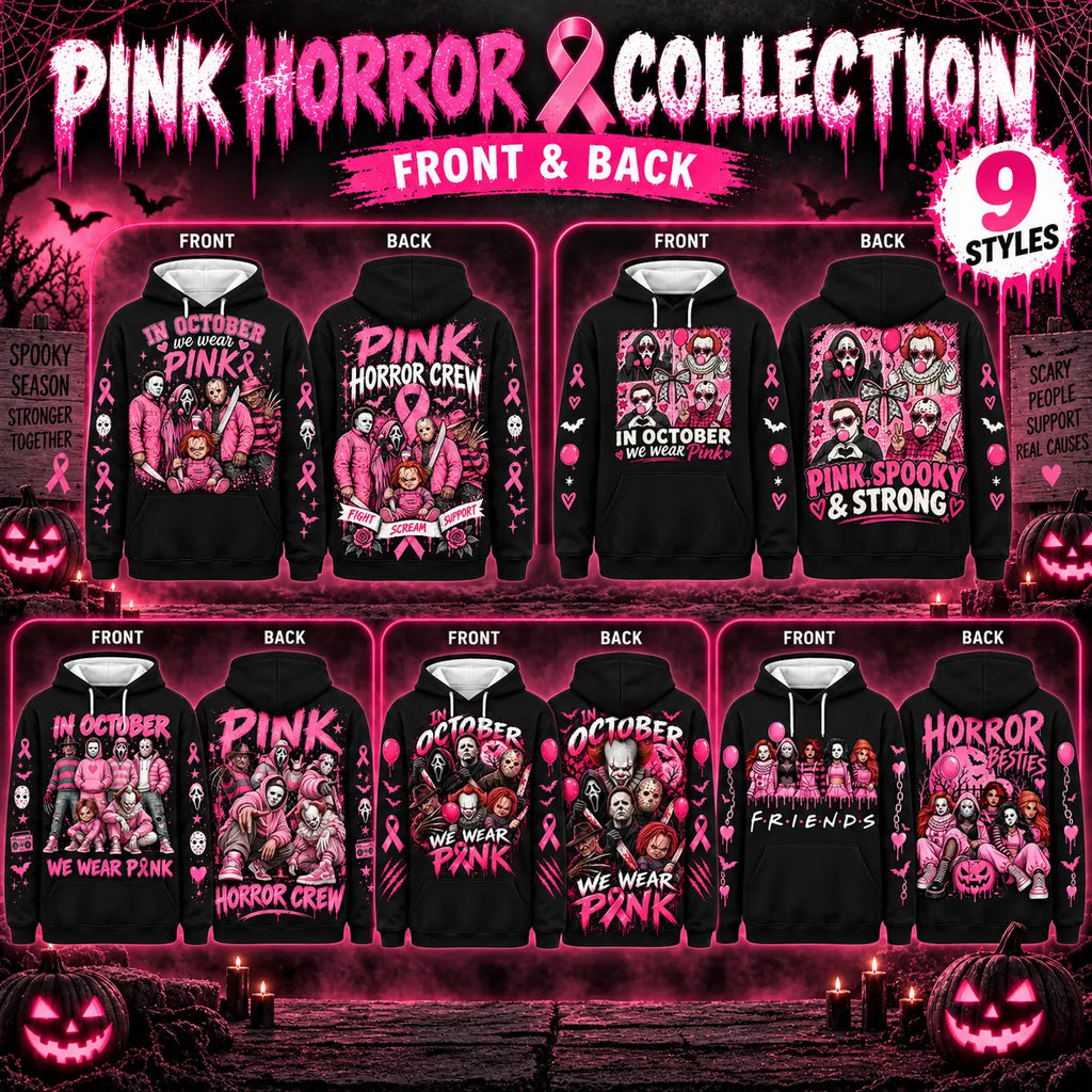 In October We Wear Pink Spooky Halloween Pink Ribbon Hoodie