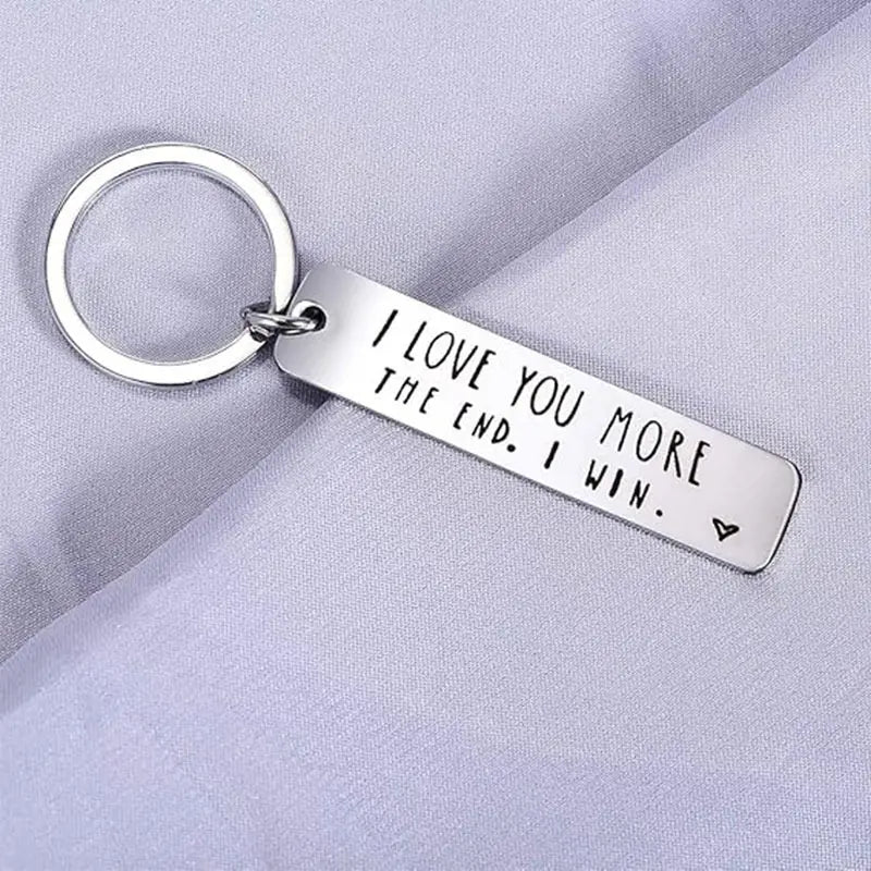 Creative Slogan Metal Keychain, Stainless Steel Key Ring with Long Bar Pendant for Car Keys, Cute Fashion Accessory for Men and Women, Perfect Valentine's Day Gift and Keychain for Bags