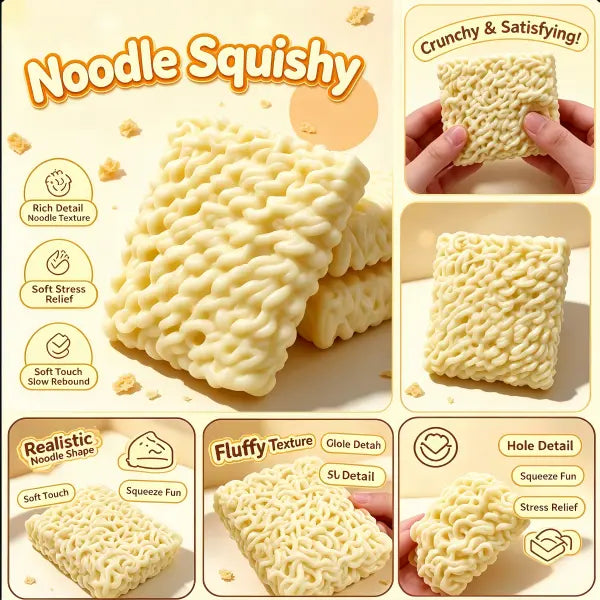 Noodle Squishy Soft Touch Collectible Toy with Crunchy Sound for Stress Relief and Fun Playtime