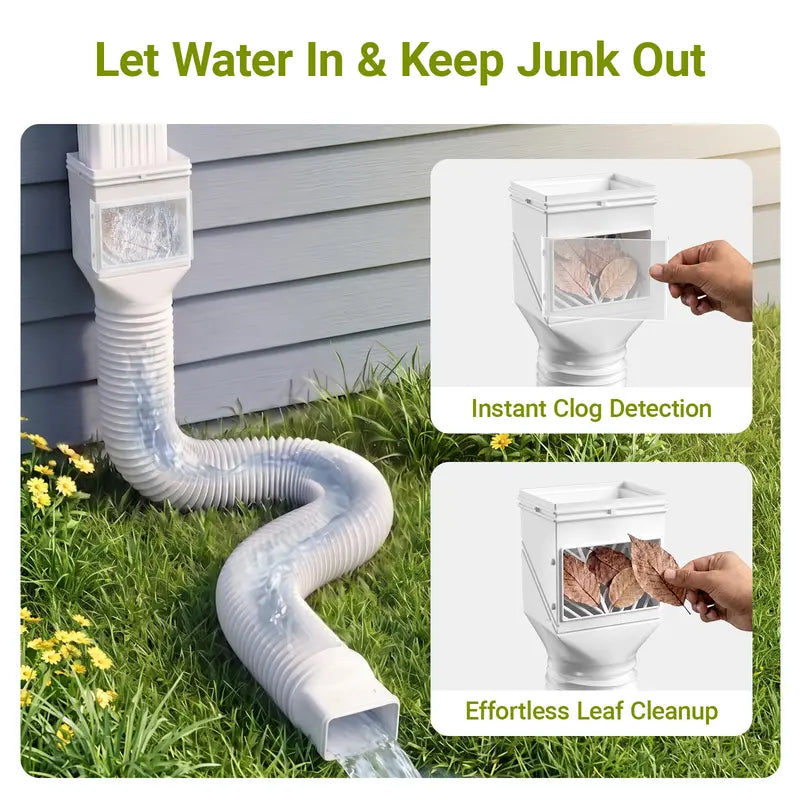 2-Pack 21–68-Inch Expandable Gutter Downspout Extensions with Leaf Filters