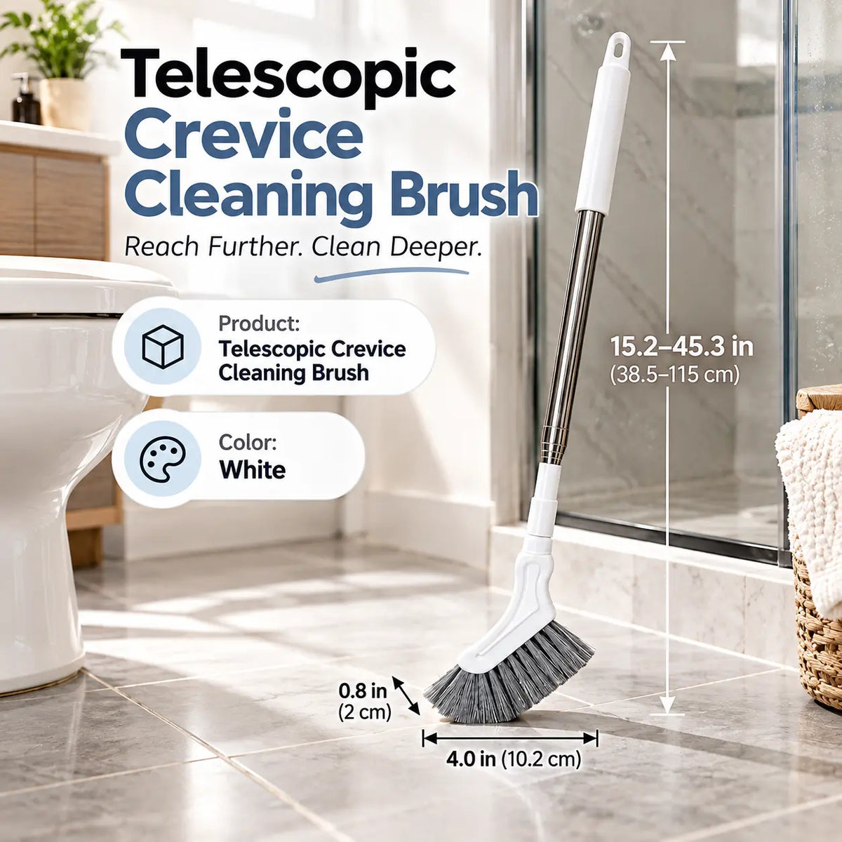 Adjustable Telescopic Long-Handle Crevice Cleaning Brush