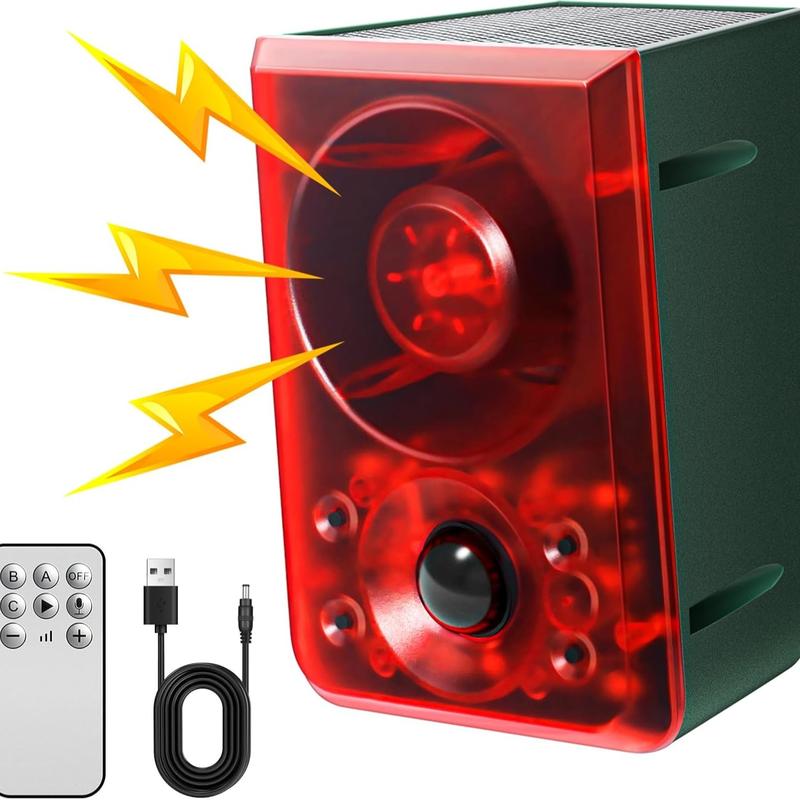 Solar Motion Sensor Wildlife Deterrent Alarm with Barking & Gunshot Sounds