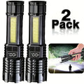 Rechargeable LED Flashlight with 5 Modes, Zoomable Beam & LCD Digital Display for Camping, Hiking, Fishing & Emergency Use