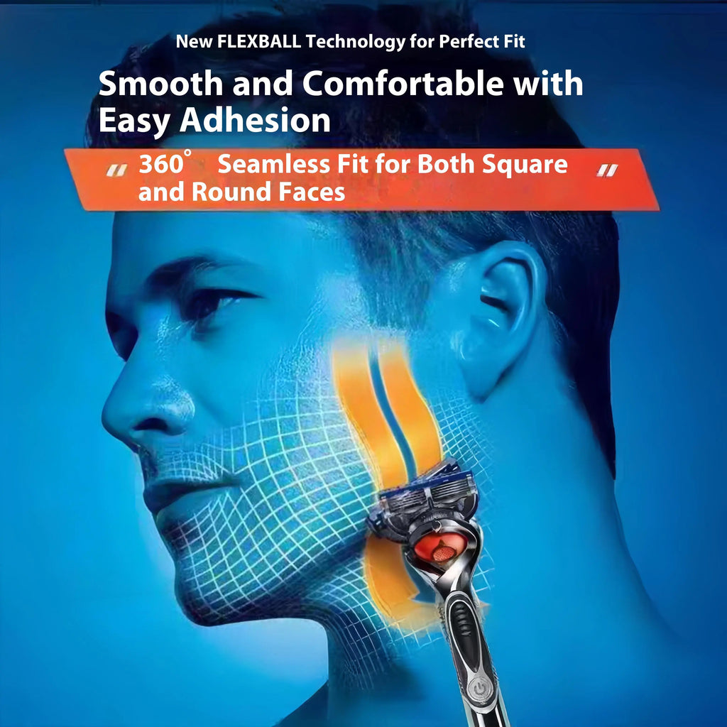Ultra-Sharp 6-Blade Men's Razor Kit 24/48 Refill Cartridges Plus Free Handle for a Smooth Shave