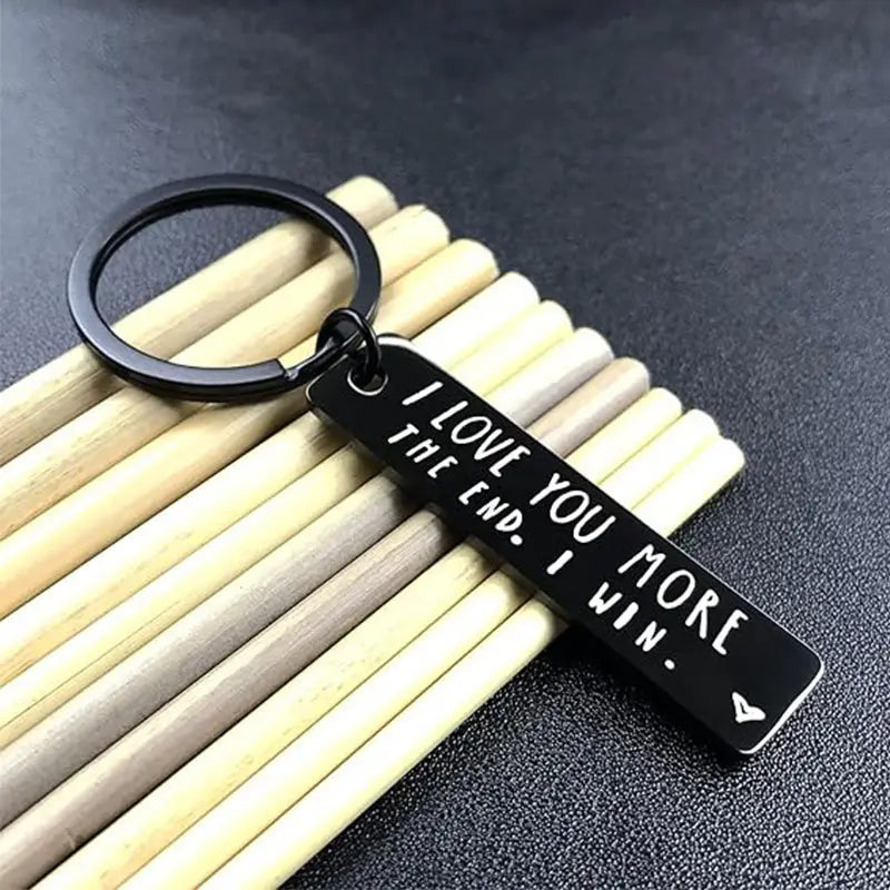 Creative Slogan Metal Keychain, Stainless Steel Key Ring with Long Bar Pendant for Car Keys, Cute Fashion Accessory for Men and Women, Perfect Valentine's Day Gift and Keychain for Bags