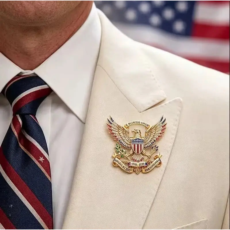 USA 250th Anniversary Eagle Rhinestone Brooch Pin, Patriotic Metal Lapel Pin Collectible Gift (1776–2026)