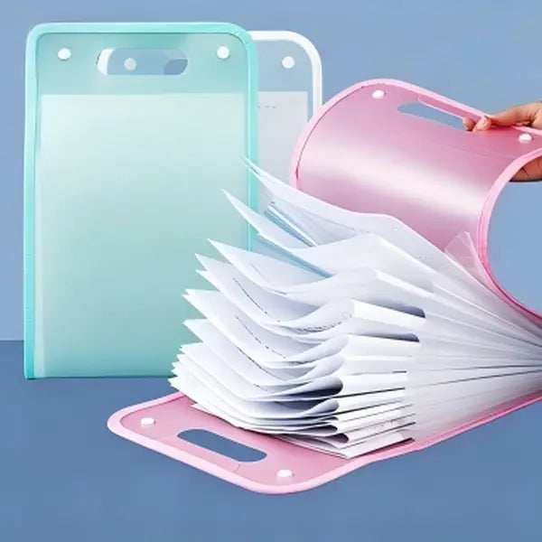 13-Pocket A4 Portable Expanding File Folder with Color Labels