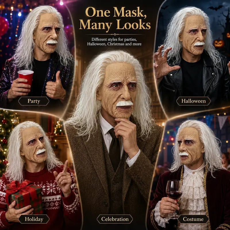 PATYGR Hyper-Realistic Bearded Old Man Full-Head Latex Mask