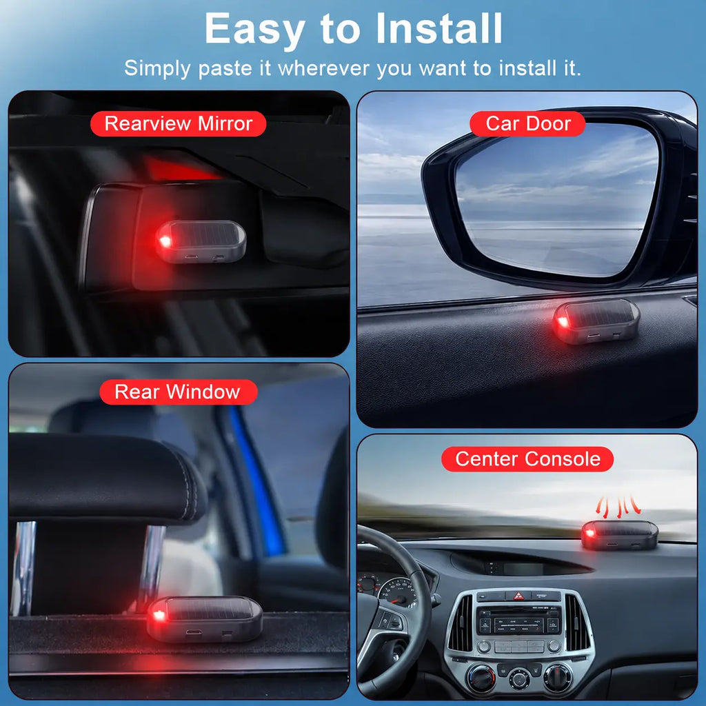 Solar-Powered Simulated Car Alarm LED with Automatic Light Sensor