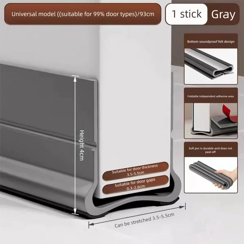 Soundproof Triple Seal Door Draft Stopper Self Adhesive PVC Door Bottom Weather Strip Wind & Noise Insulation Gap Sealing Strip