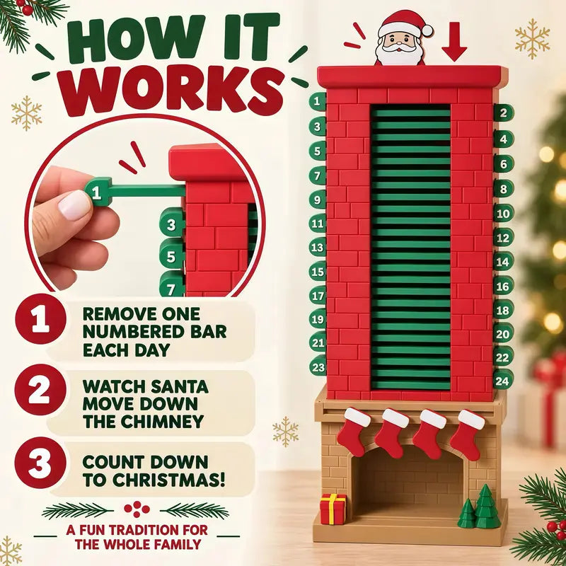 Hotfree 24-Day Santa Chimney Pull-Out Advent Calendar
