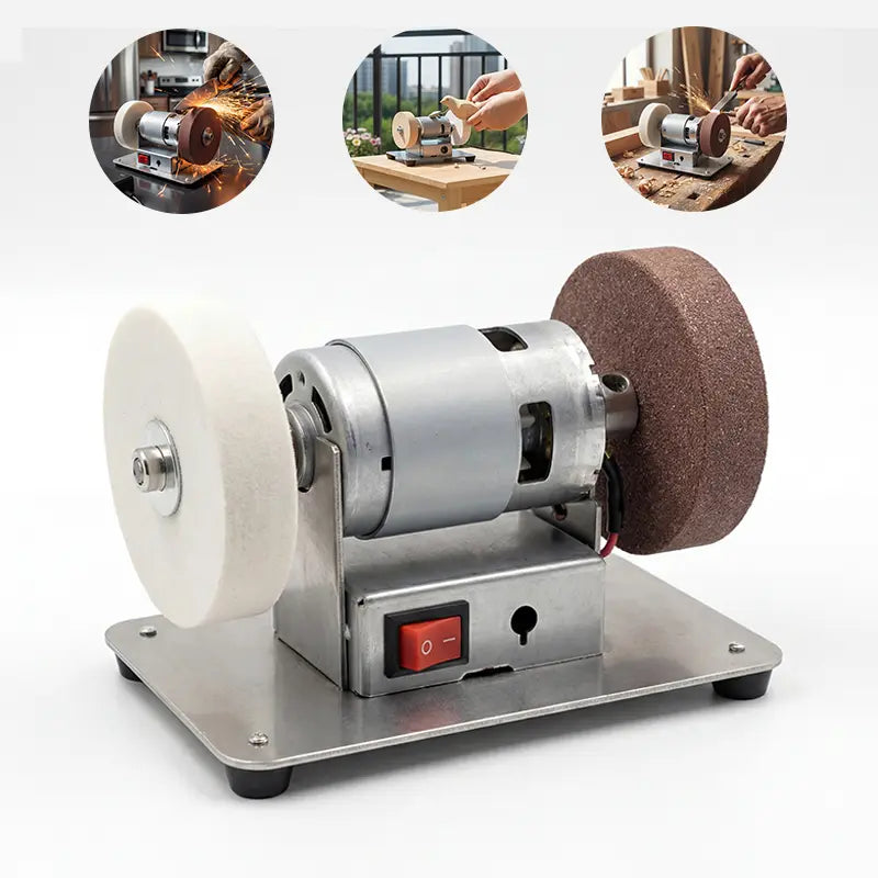 100W Mini Bench Grinder with Dual Wheels – 12 Speeds, 3,000–6,000 RPM