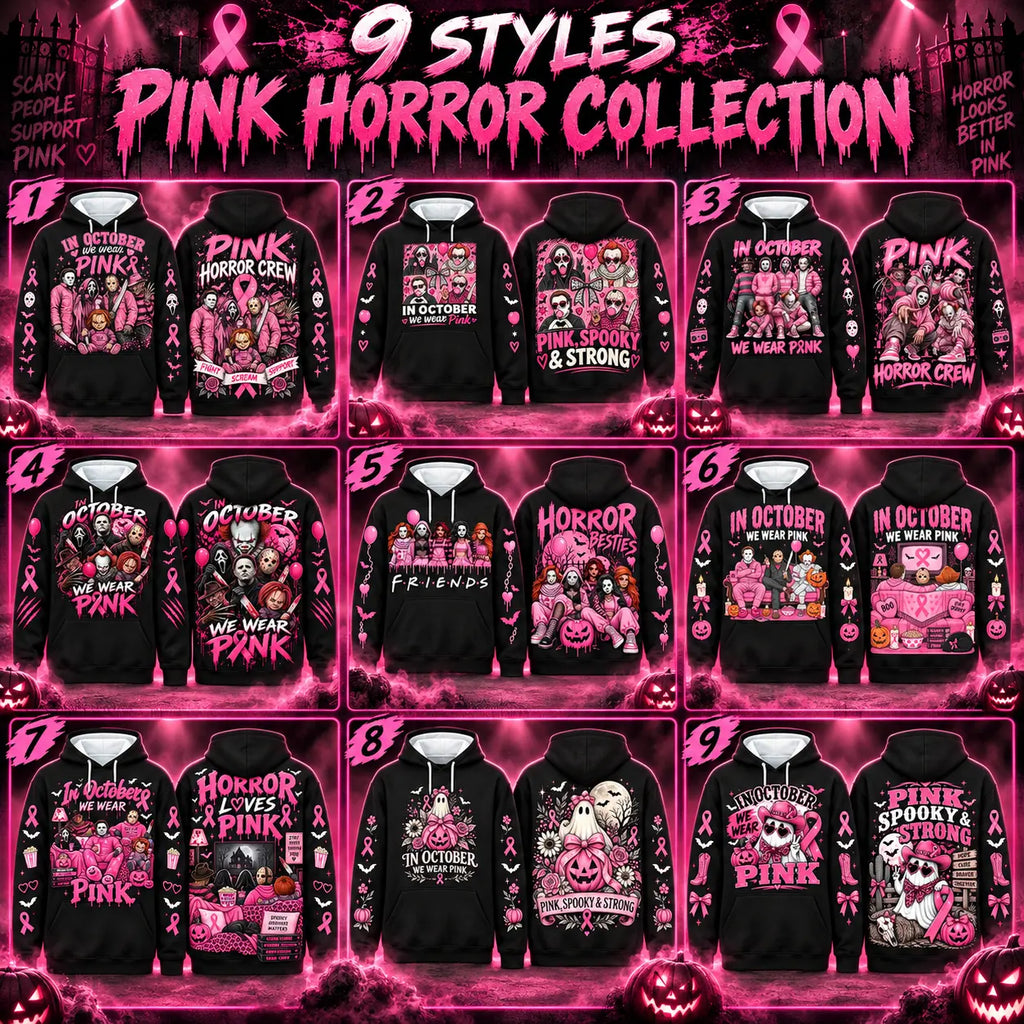 In October We Wear Pink Spooky Halloween Pink Ribbon Hoodie