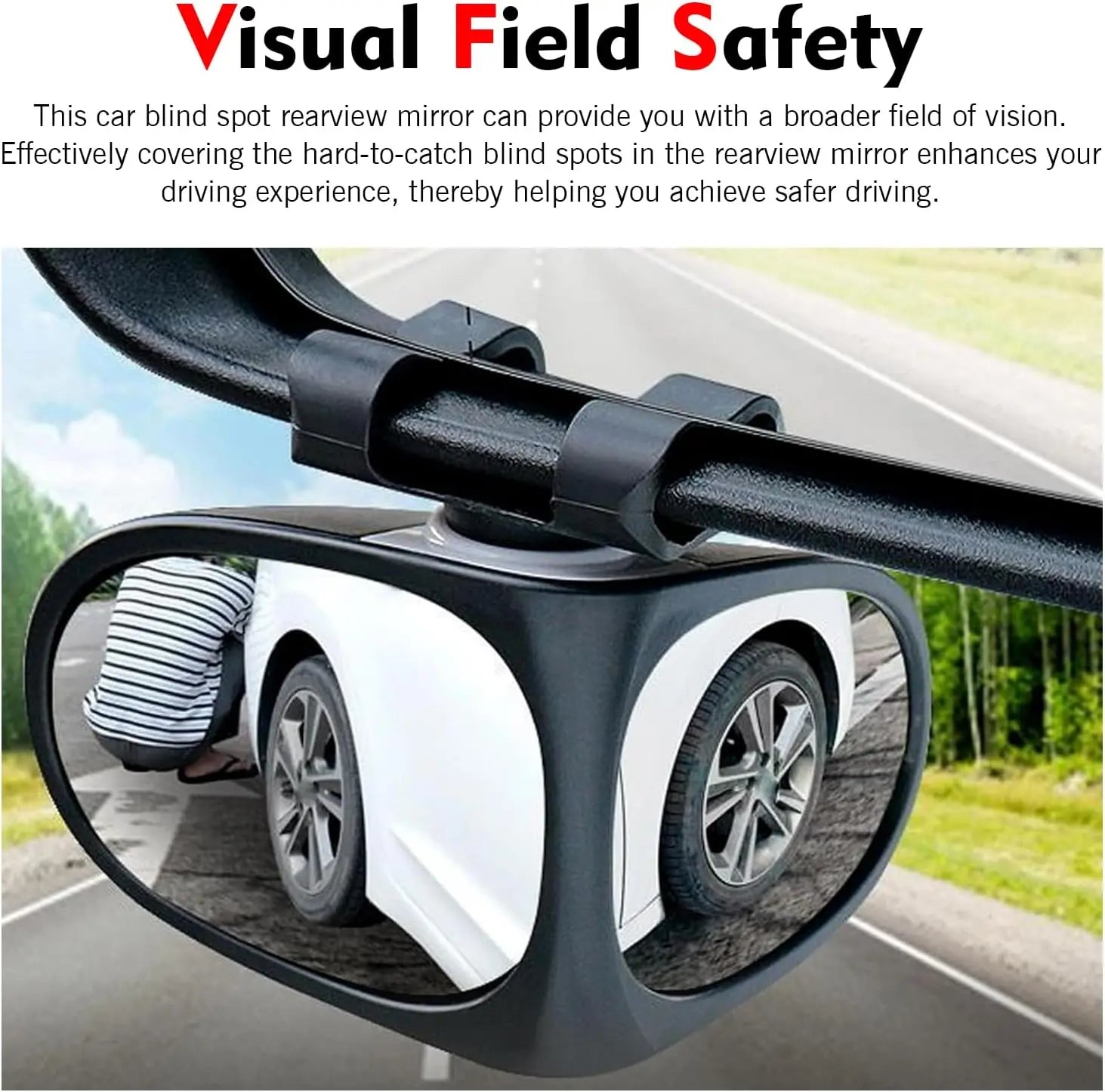 360° Rotatable Dual-Lens Blind Spot Mirror, Clip-On Rearview Auxiliary Mirror for Parking & Reversing