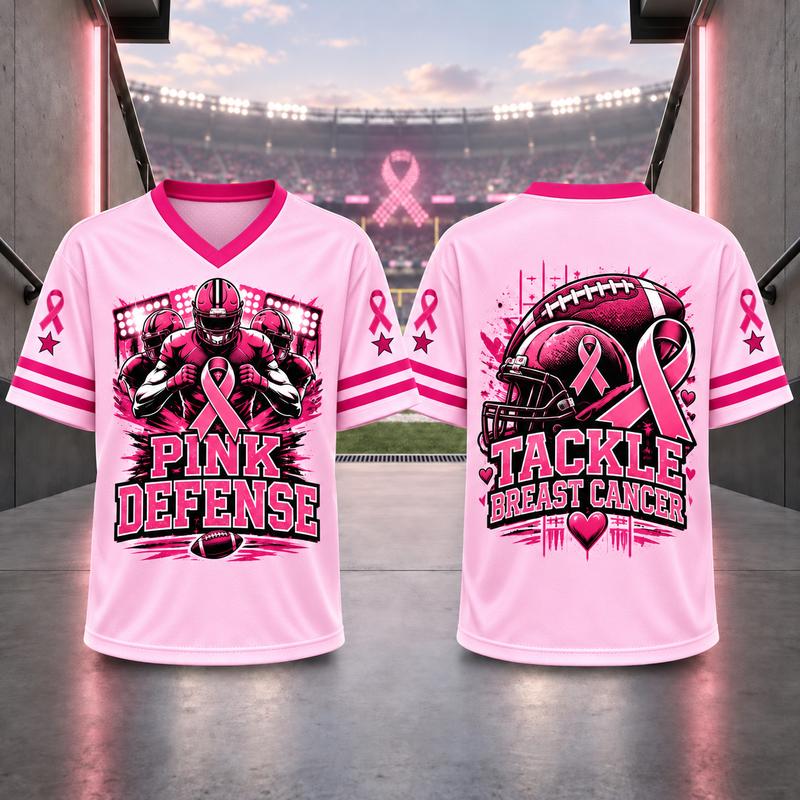 Unisex Pink Ribbon Breast Cancer Awareness Football Jersey