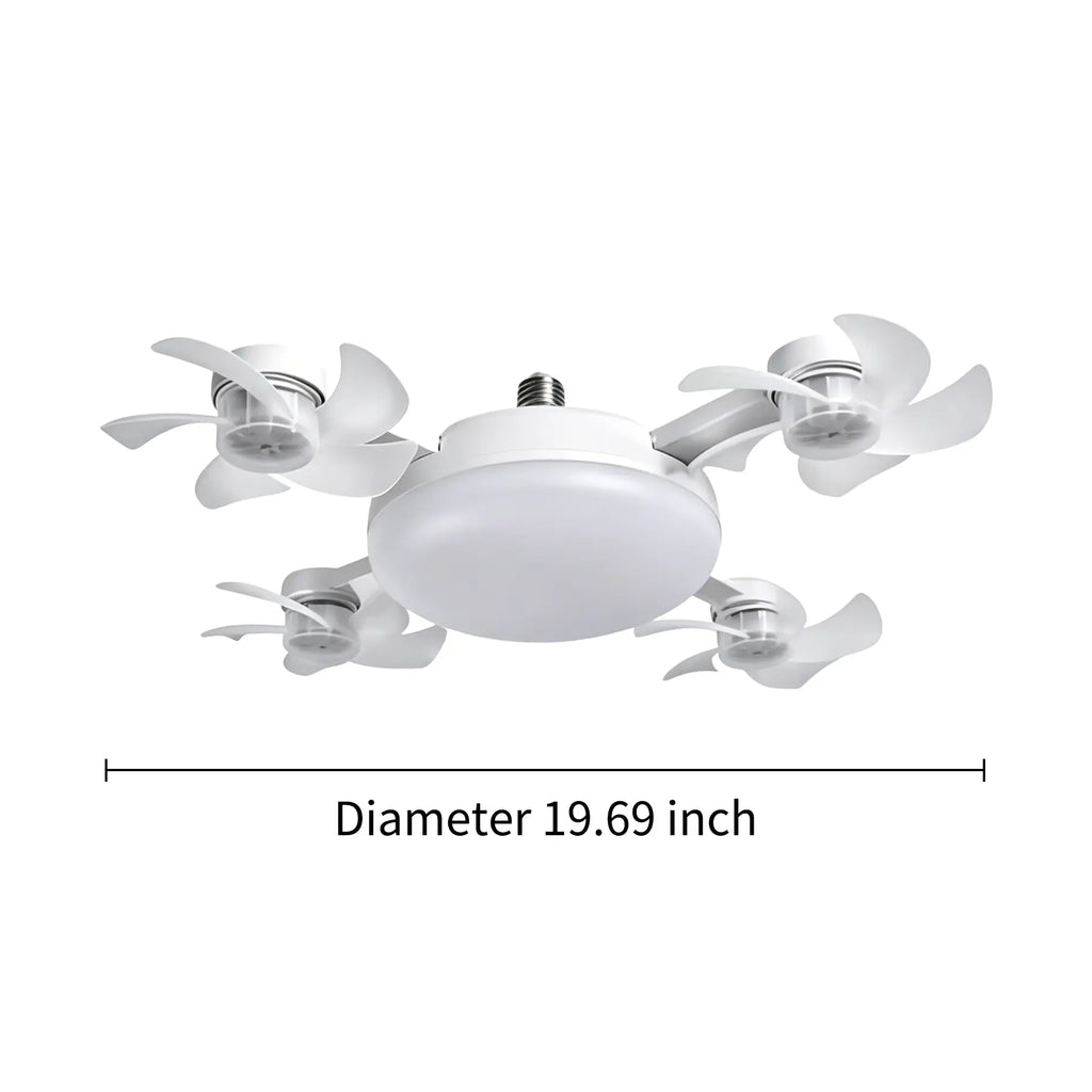 Screw-In E27 Socket Ceiling Fan Light - Silent Multi-Fan LED Combo with Remote