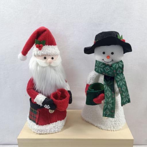 2-Piece Plush Santa & Snowman Christmas Handle Cover Set