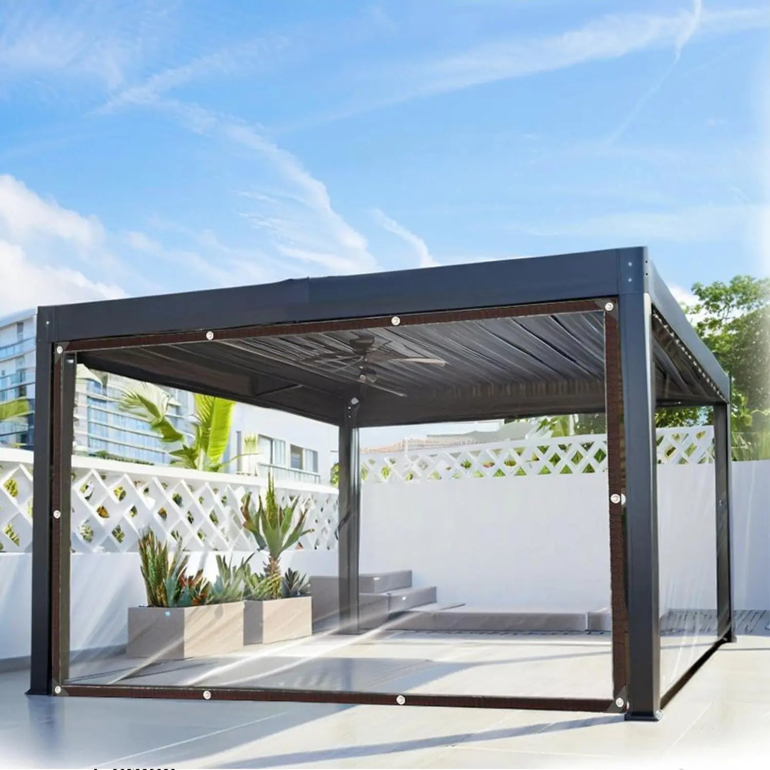 10×13FT Clear Waterproof Vinyl Tarp, Heavy-Duty Outdoor Rain Shield Cover for Patio, Porch, Furniture & Deck Protection