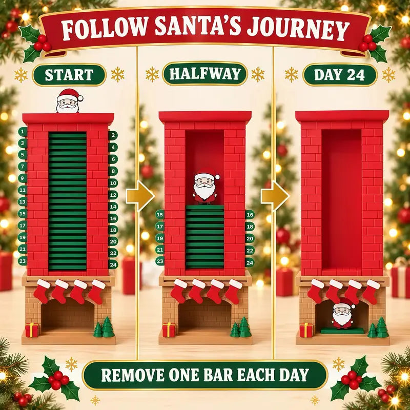 Hotfree 24-Day Santa Chimney Pull-Out Advent Calendar