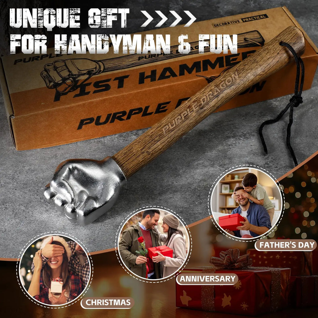 Purple Dragon Fist-Shaped Hammer with Stainless Steel Head & Wooden Handle for Home Repair, Gardening & Gifts