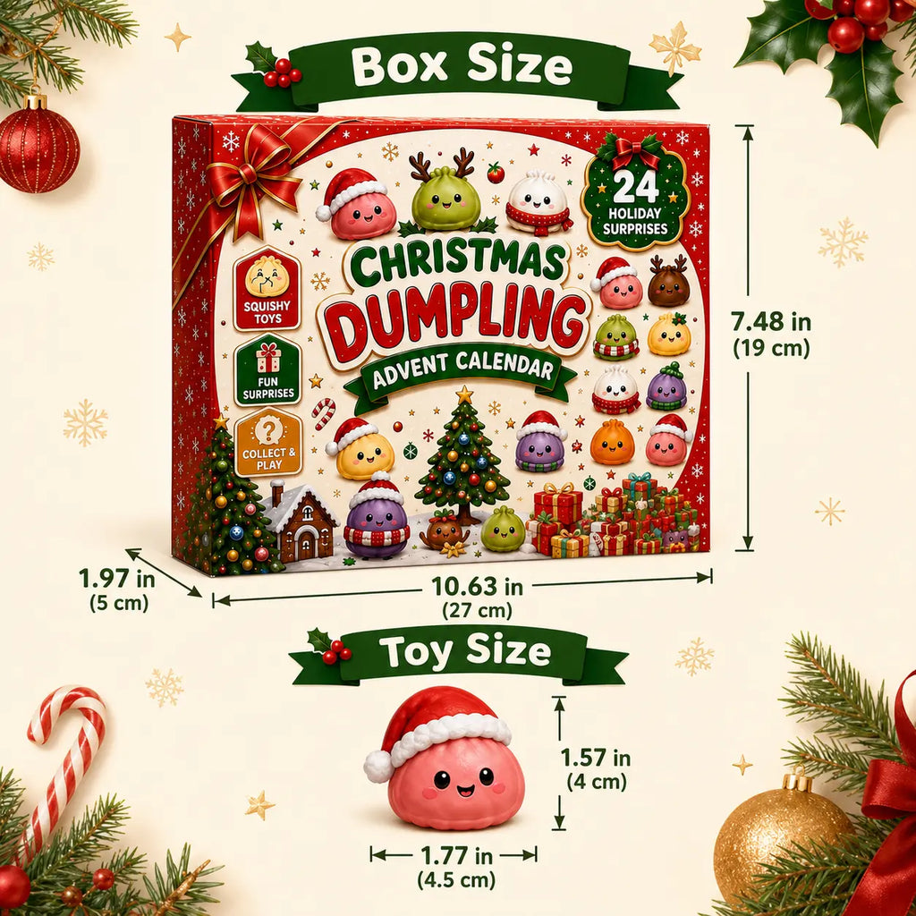 2026 Christmas Squishy Advent Calendar with 24 Dumpling Squeeze Toys, Glitter Fidget Gifts for Kids