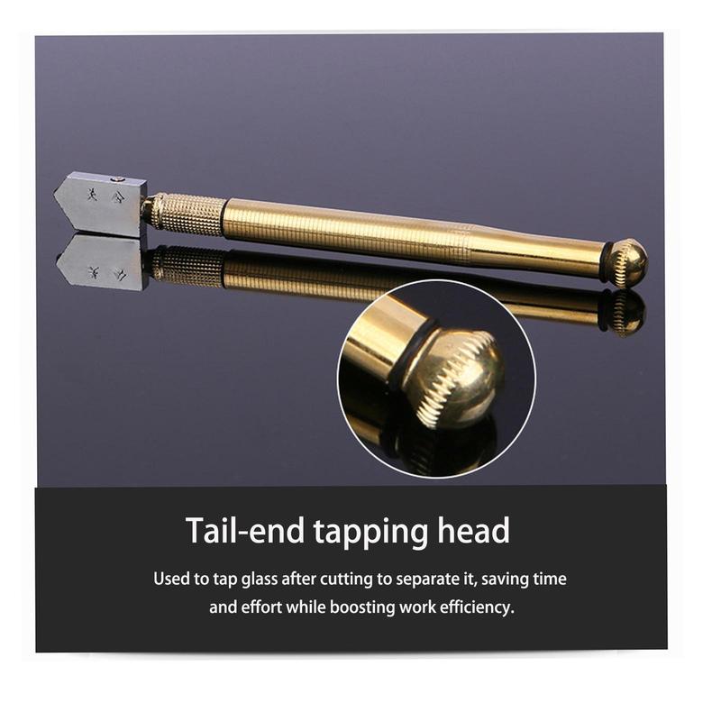 Glass Cutter with Diamond Head & Steel Blade for 3-15mm Glass, Anti-Slip Handle Tool for Precision Cutting Work