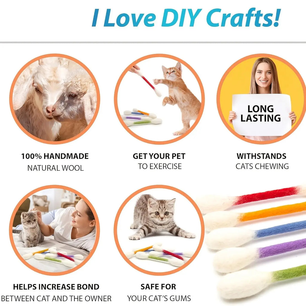 6PCS Extra Large Interactive Cat Toy Wand, Durable Bite-Resistant Pet Playstick for Indoor Cats, Reducing Boredom & Encouraging Play
