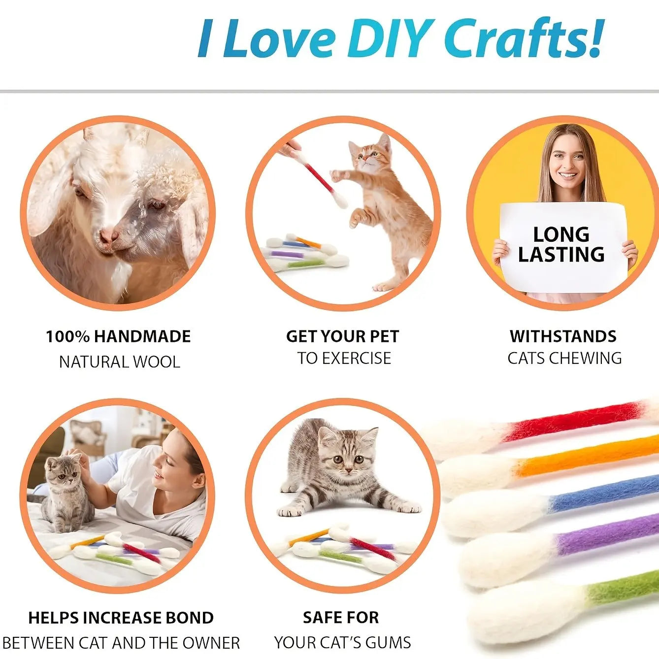6PCS Extra Large Interactive Cat Toy Wand, Durable Bite-Resistant Pet Playstick for Indoor Cats, Reducing Boredom & Encouraging Play