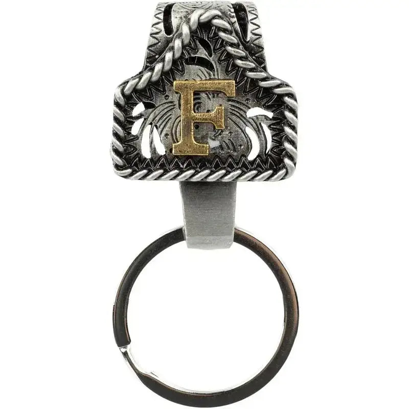 Western Cow Tag Initial Keychain - Handmade Copper Letter
