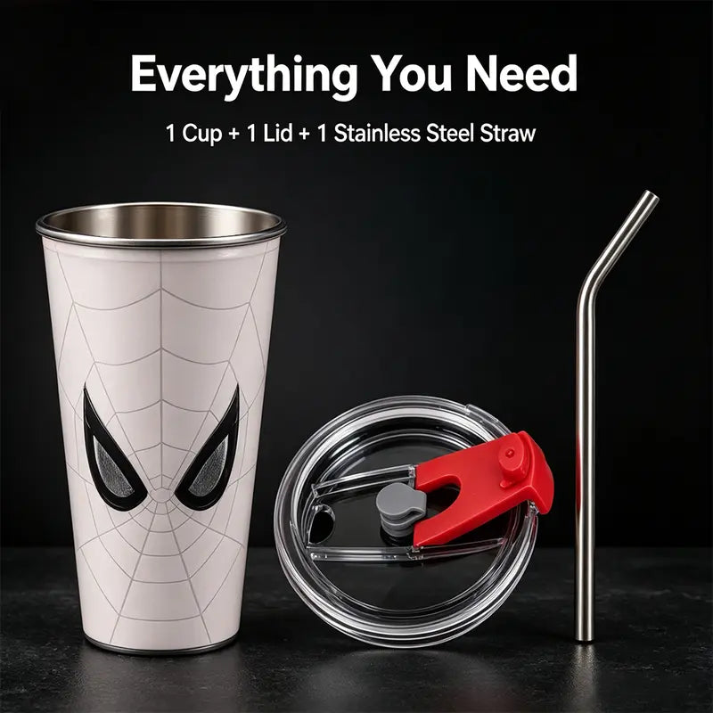 Marvel Spider-Man 700ml Cold-Only Insulated Tumbler with Lid & Steel Straw